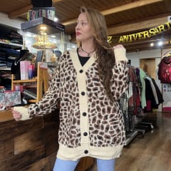 Cardigan botones lana animal print leopardo 1