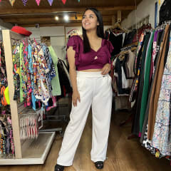 Pantalon palazzo Lilian blanco invierno con bolsillos
