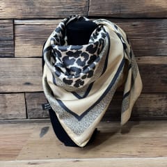 Pañuelo seda 90*90 cms leopardo print beige