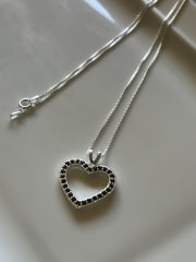 Collar plata 925 corazon circones negros