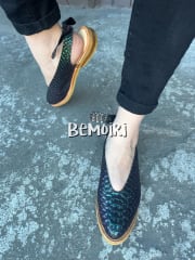 Babucha cuero tornasol con escamas