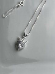 Collar plata 925 corazon tiara circon blanco 1