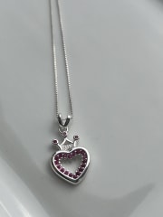 Collar plata 925 corazon tiara granate