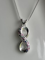 Collar plata 925 infinito raiz de rubi esmeralda y onix 2