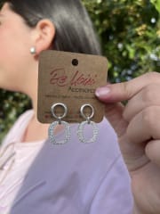 Aros Plata 925 colgantes ovalo y circulo microcircones 0