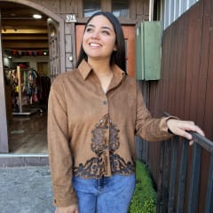 Chaqueta gamuza camel calada 0