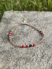 Pulsera plata 925 cristales naranjo y rojo