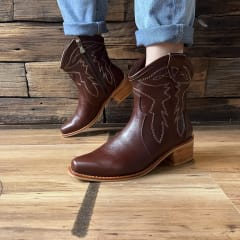 Botin cuero texano castaño