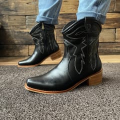 Botin cuero texano negro