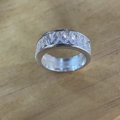 Anillo plata 925 cintillo circon cristal  #16 0