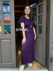 Maxidress modal morado manga vuelito 2