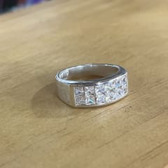 Anillo plata 925 doble cristal blanco #20 0