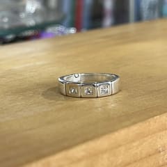 Anillo plata 925 circon trio cuadrados #10 0