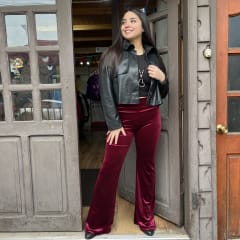 Calza flare velvet burdeo