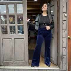 Calza flare velvet azul francia