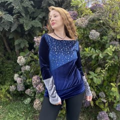 Poleron Mariela velvet azul espacial 0