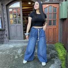 Pantalon Palazzo mezclilla azul 0