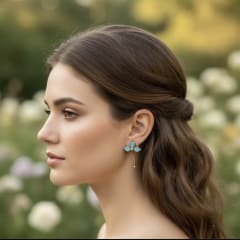 Aros N&F cobre plata bronce colgante flor turquesa