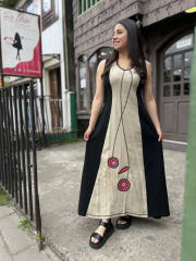Vestido Icalma negro beige  sin manga