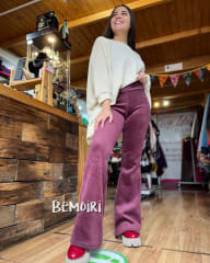 Pantalon Jennifer flare burdeo cotelé forrado alto invierno 0