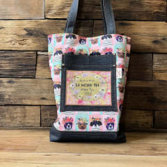 Tote Bag AEIOU la mejor tia eres tu mundo perritos corona floral