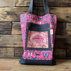 Tote Bag AEIOU la mejor tia eres tu mariposas fucsia 0