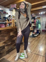 Calza forrada alto invierno café Moro intenso