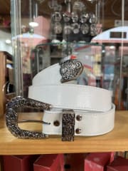 Cinturon cuero blanco richatto 3,5 cms ancho con puntera