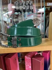 Cinturon cuero verde richatto 3,5 cms ancho con puntera