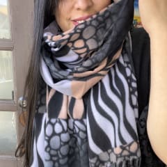 Bufanda cashmere animal print mix cebra negro beige 0