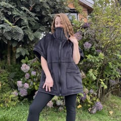 Chaqueton Ultravioleta Paty negro cotele forrado corazon leopardo