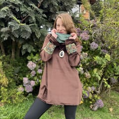 Poleron Paola velvet cafe aplicacion verde 0