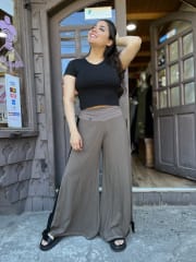 Bombacho kisu Tajali viscosa lino cafe negro 0