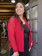 Blazer Andrea rojo mangas transparencia corazon