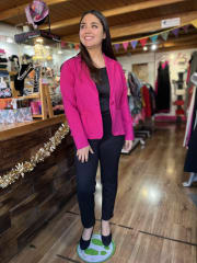 Blazer con boton algodon fucsia 1