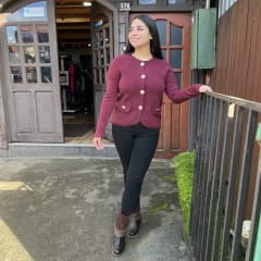 Chaqueta paño burdeo botones dorados