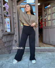 Palazzo lanilla extra gruesa negro linea vertical 0