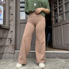 Palazzo lanillla extra gruesa beige linea vertical