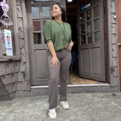 Calza recta lanilla extra gruesa gris linea vertical