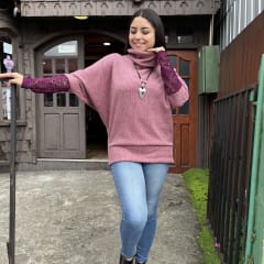 Poleron Maritza cachemira malva encaje morado 0