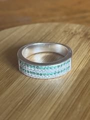 Anillo plata 925 cintillo microcristales verdes #18