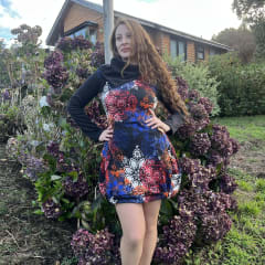 Vestido globo lanilla mandalas cuello pañuelo 0