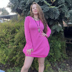 Vestido globo rosado suave lanilla