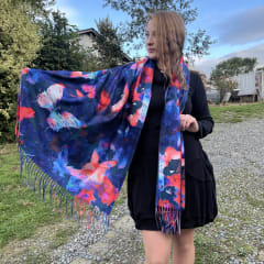Bufanda Cashmere mariposas azul