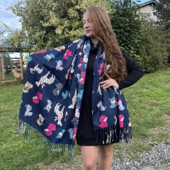 Bufanda Cashmere perritos azul marino