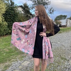 Bufanda Cashmere perritos rosado