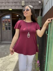 Polera Karla burdeo modal algodon manga corta vuelo 1