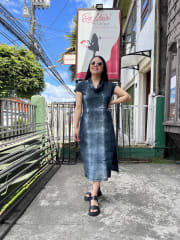 Vestido kisu Aylin negro teñido a mano abertura lateral 0