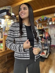 Blazer Marianela etnic negro y blanco