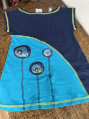 Vestido kisu niña bicolor calipso marino algodon pima